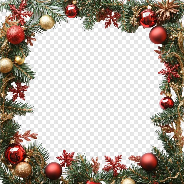 Festlicher Weihnachtsrahmen mit roten und goldenen Ornamenten