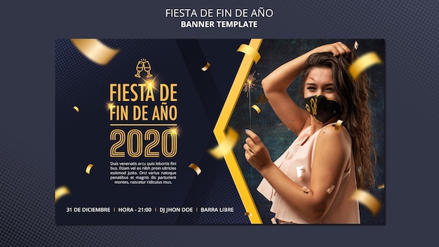 Kostenlose PSD fiesta de fin de ano 2020 banner vorlage
