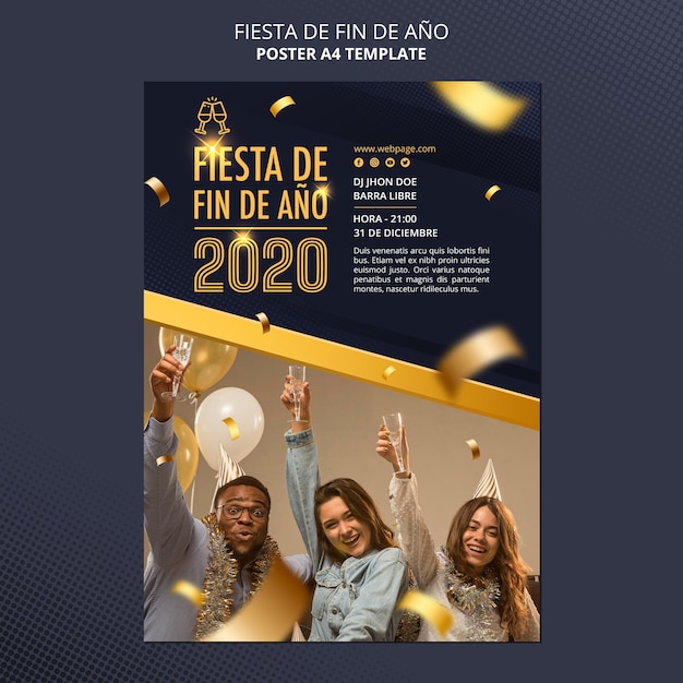 Kostenlose PSD fiesta de fin de ano 2020 plakatvorlage