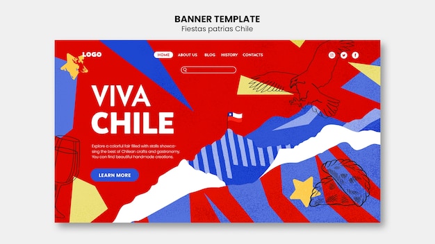 Kostenlose PSD fiestas patrias chile-vorlagendesign