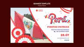 Kostenlose PSD fiestas patrias horizontale bannervorlage mit rosette