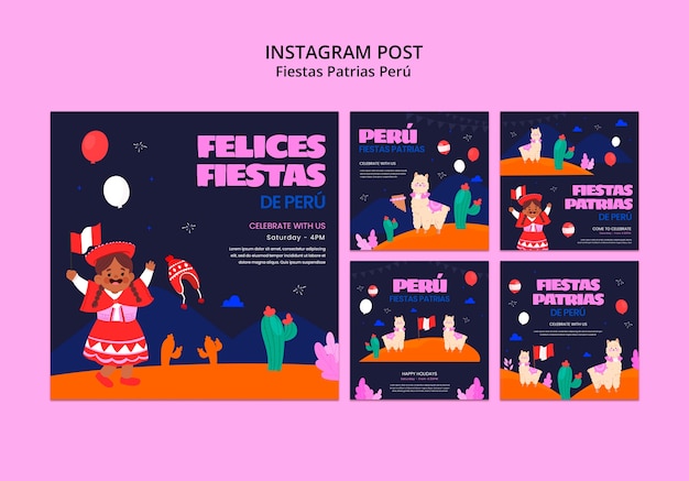 Kostenlose PSD fiestas patrias peru feier instagram-beiträge