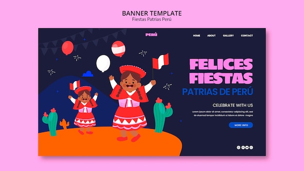 Kostenlose PSD fiestas patrias peru feier landing page template