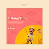 Kostenlose PSD fishing time square flyer vorlage