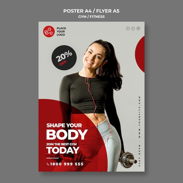 Kostenlose PSD fitness-konzept poster vorlage