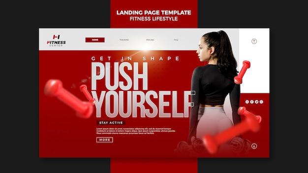 Kostenlose PSD fitness lifestyle vorlage landing page