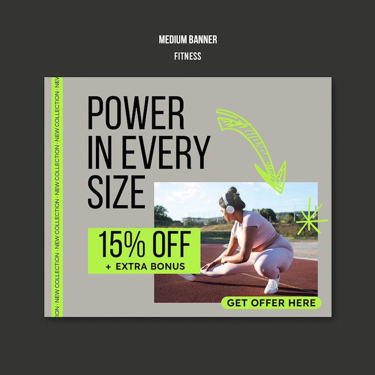Kostenlose PSD fitness medium banner template