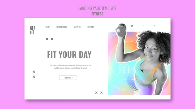Fitness-template-design mit farbverlauf