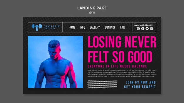 Fitnessstudio-Webvorlage mit Foto