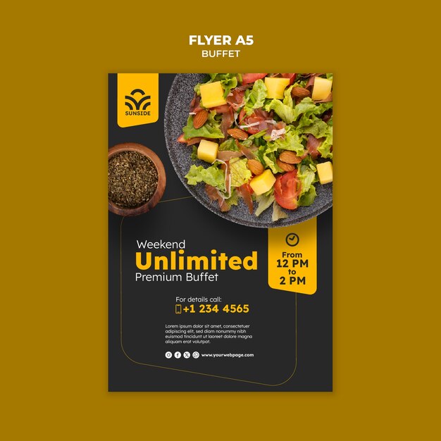 Flach-Design-Schablone für ein köstliches Buffet