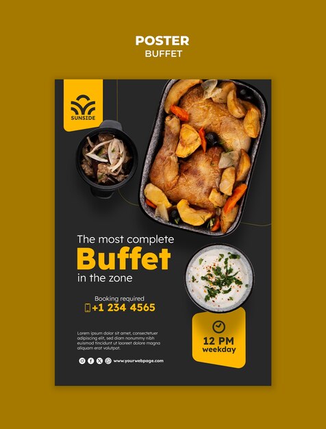 Flach-Design-Schablone für ein köstliches Buffet
