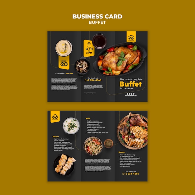 Flach-Design-Schablone für ein köstliches Buffet