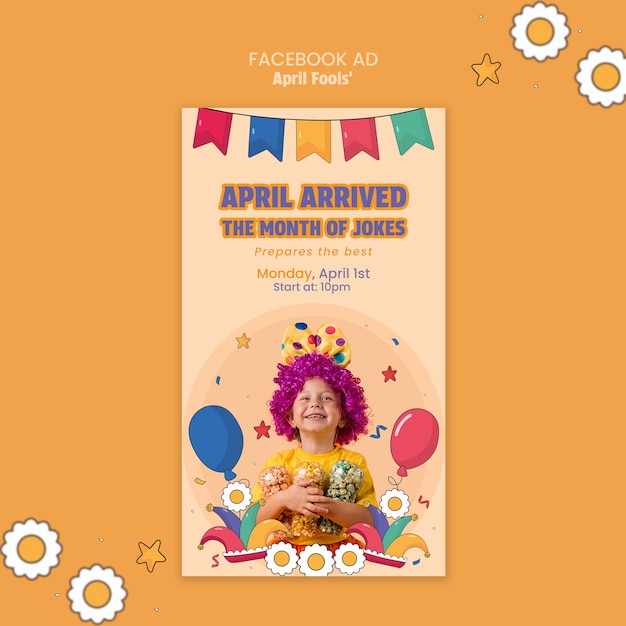 Flachdesign april fools feier facebook vorlage