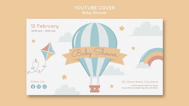 Kostenlose PSD flachdesign-baby-shower-youtube-cover.