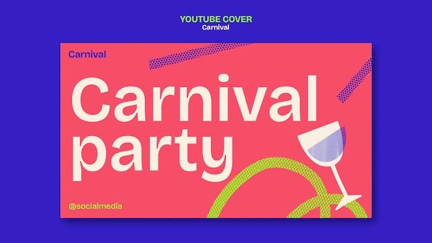 Kostenlose PSD flachdesign karnevalsfeier youtube-cover