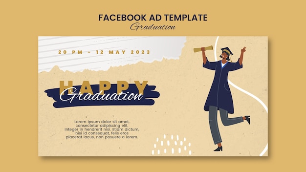 Flache Design-Abschlusstag-Facebook-Vorlage
