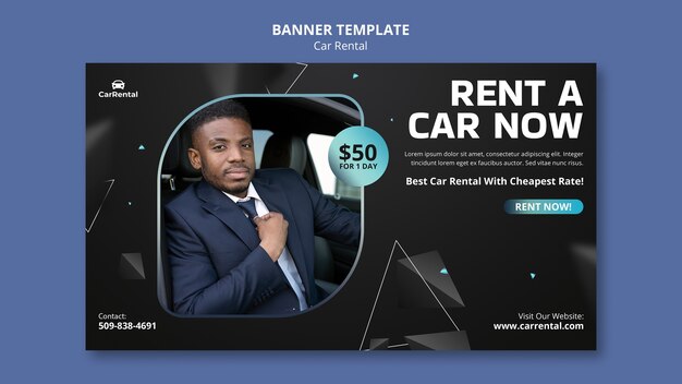 Flache Design-Autovermietungs-Banner-Vorlage
