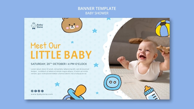 Kostenlose PSD flache design-babyparty-banner-vorlage