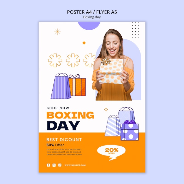 Kostenlose PSD flache design-box-day-plakatvorlage