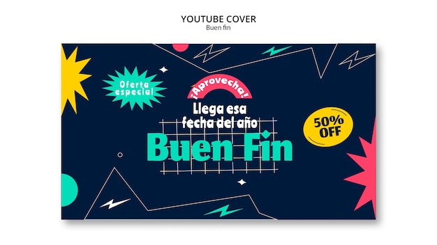 Flache design-buen-fin-youtube-cover-vorlage