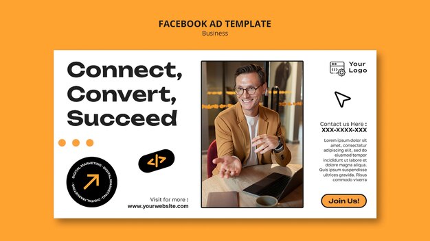 Flache Design-Business-Strategie-Facebook-Vorlage