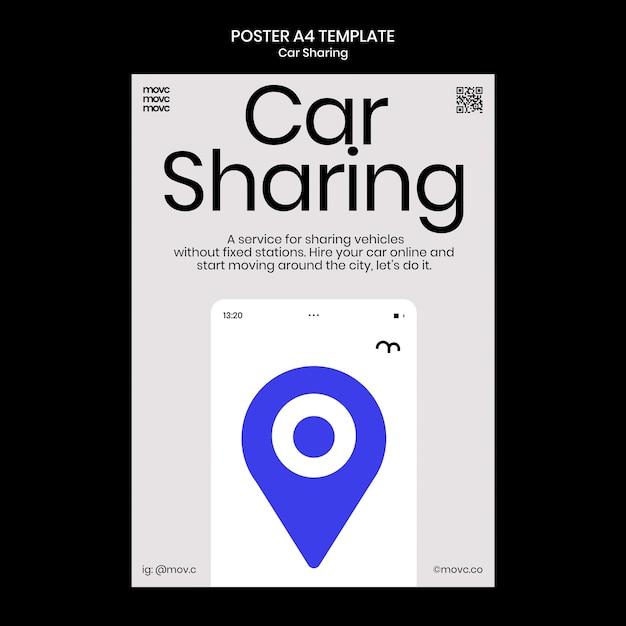 Flache design-carsharing-plakatvorlage