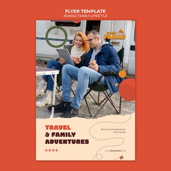 Flache design-familien-flyer-vorlage