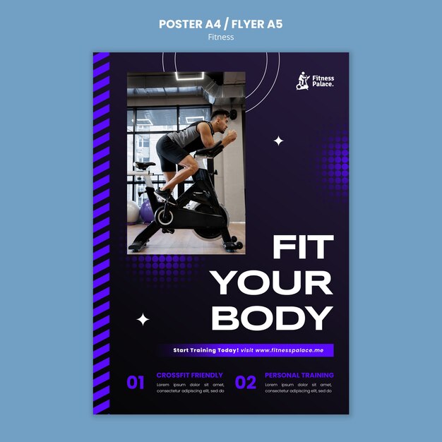 Flache Design-Fitness-Poster-Vorlage