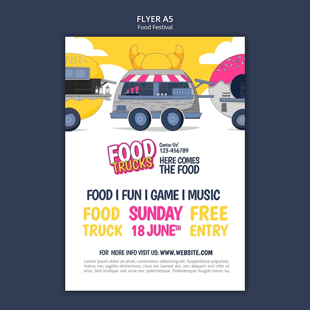 Kostenlose PSD flache design-food-festival-poster-vorlage