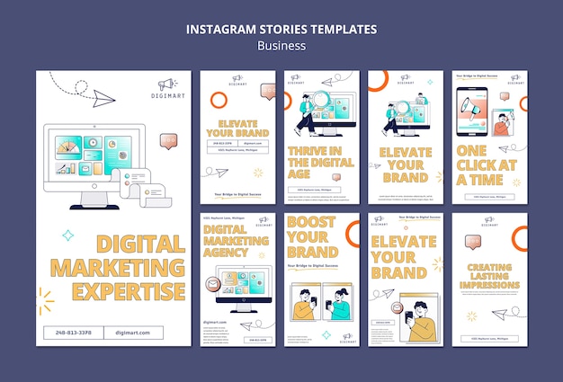 Flache Design-Geschäftsstrategie-Instagram-Geschichten