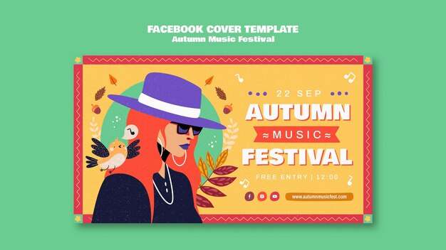 Flache Design-Herbstfest-Facebook-Cover-Vorlage