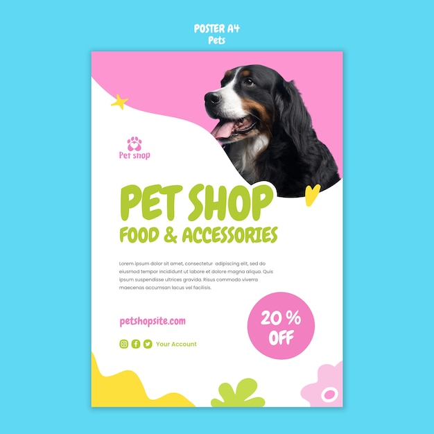 Flache design-hundeparty-plakatvorlage