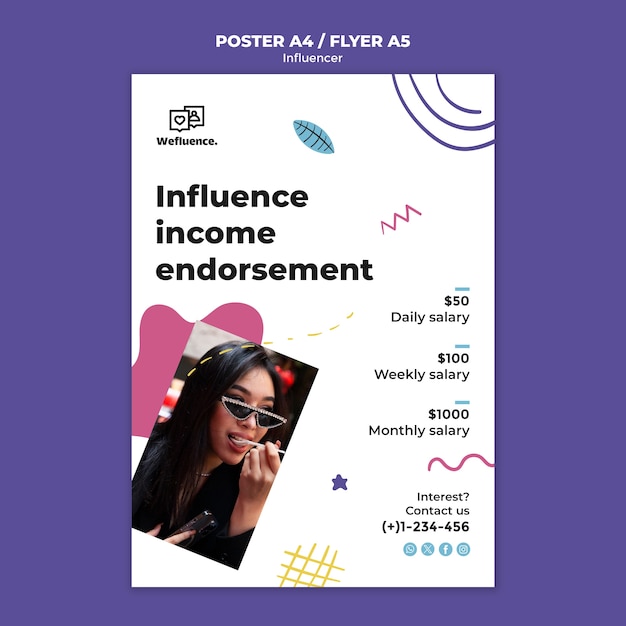 Kostenlose PSD flache design-influencer-job-poster-vorlage