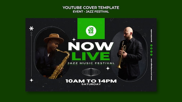 Flache design-jazz-youtube-thumbnail-vorlage