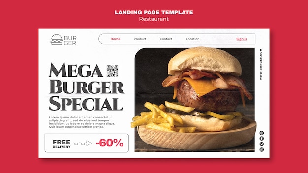 Kostenlose PSD flache design-landingpage für köstliche restaurants