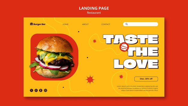 Flache Design-Landingpage für köstliche Restaurants