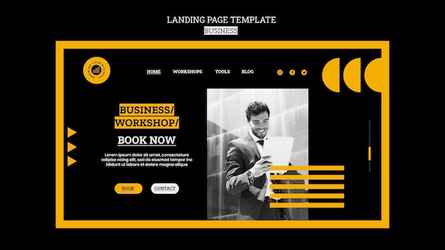 Flache design-landingpage-geschäftsvorlage