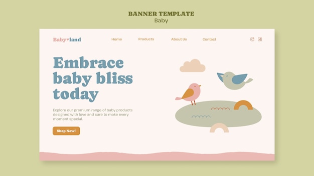 Kostenlose PSD flache design-landingpage-vorlage für babyshop