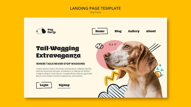 Flache design-landingpage-vorlage für hundepartys