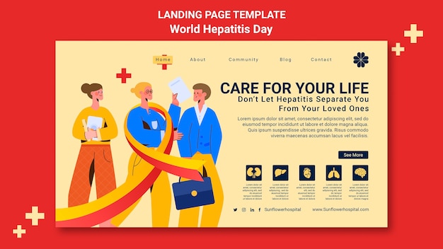 Flache design-landingpage zum welt-hepatitis-tag