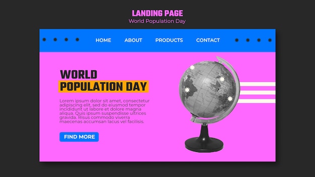 Flache design-landingpage zum weltbevölkerungstag