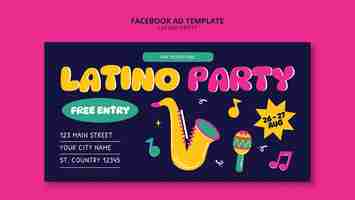 Kostenlose PSD flache design-latino-party-facebook-vorlage