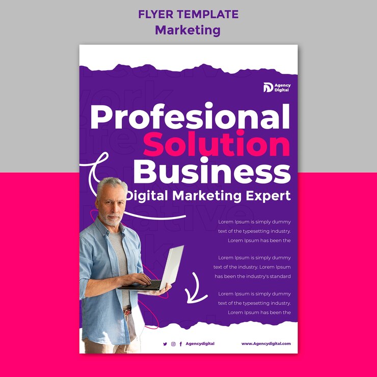 Kostenlose PSD flache design-marketingstrategie-flyer-vorlage