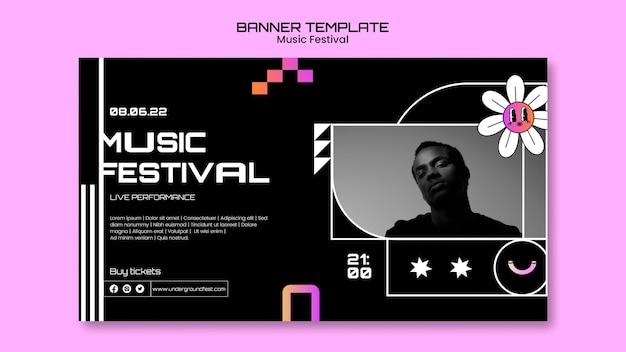 Flache Design-Musikfestival-Banner-Vorlage