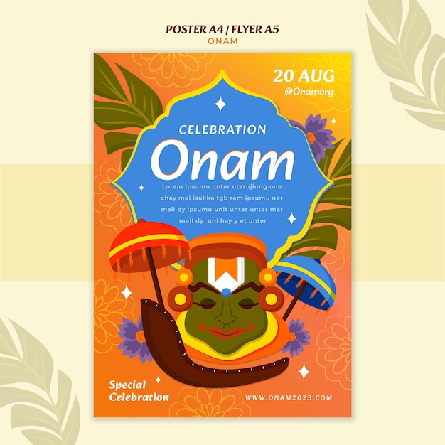 Flache design-onam-feier-plakatvorlage