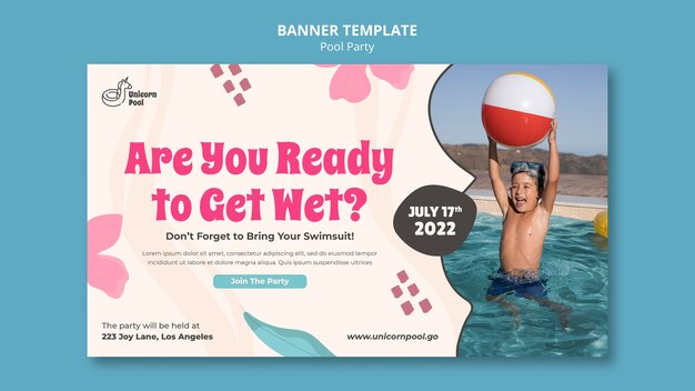 Flache Design-Pool-Party-Banner-Vorlage