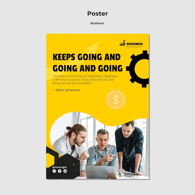 Kostenlose PSD flache design-poster-geschäftsvorlage