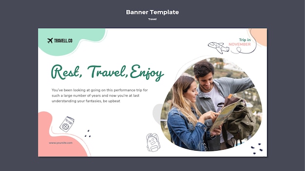 Kostenlose PSD flache design-reise-design-banner-vorlage