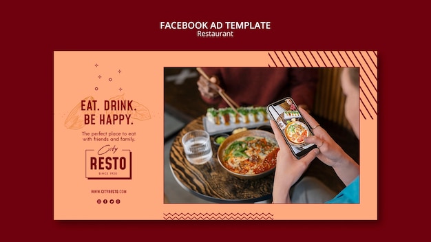 Flache Design-Restaurant-Facebook-Werbevorlage