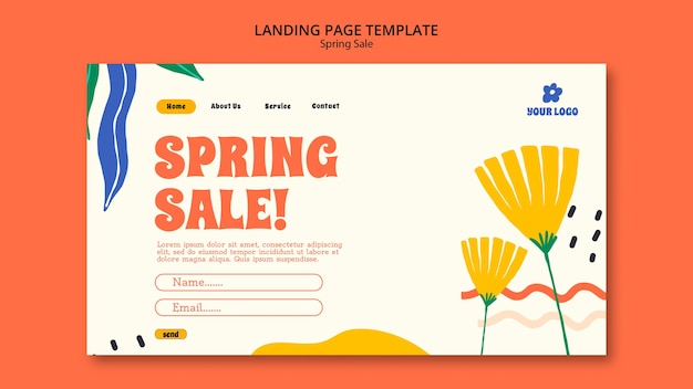 Kostenlose PSD flache design spring sale landing page